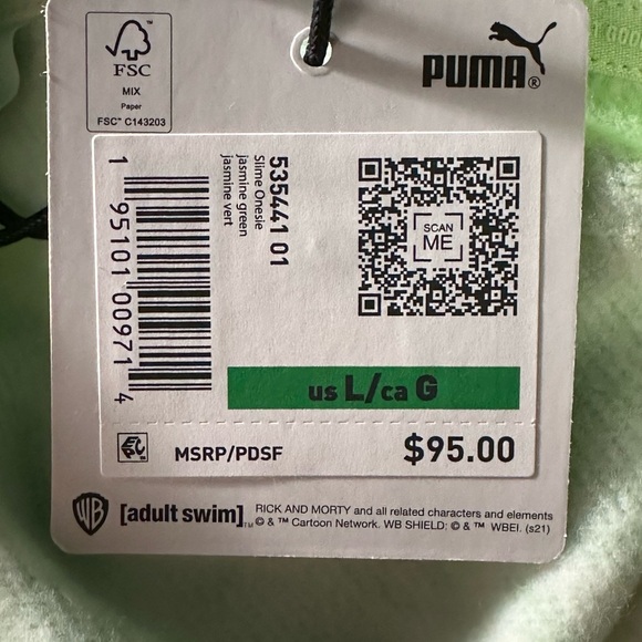 Men’s Puma Slime Onesie Green 535441-01 Size Large New - Picture 6 of 7